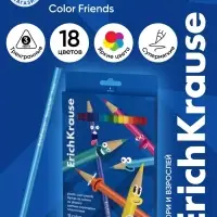 Карандаши 18 цветов ErichKrause Color Friends, трехгранные, пластиковые, МИКС