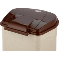 Ведро мусорное пластик 19л прям беж с пед и корич крыш мрамор 305х390х305мм