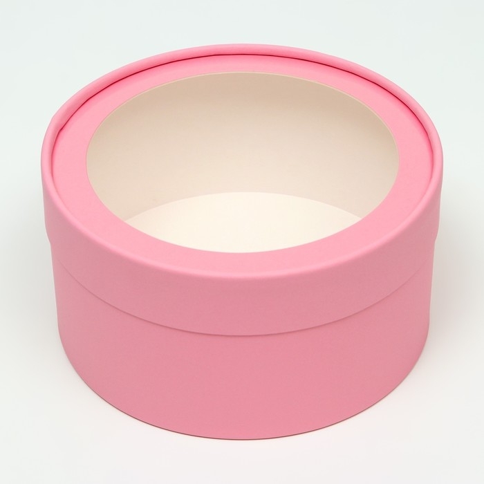 Коробка - тубус 2 в 1, с прозрачной крышкой "Розовый", 21 х 11 - 18 х 10 см