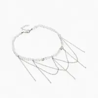 Колье &laquo;Дуга и водопад&raquo;, L=30 см, белое в серебре