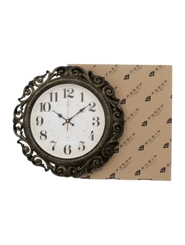 Часы настенные интерьерные &laquo;Хостон&raquo;, бесшумные, плавный ход, d=40.5 см, циферблат d=26 см, чёрный, золотистый