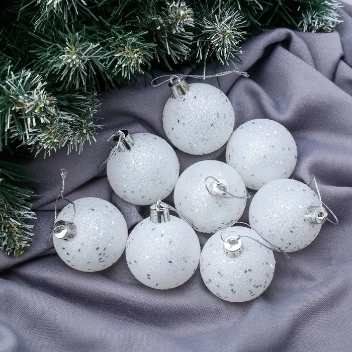 Ёлочные игрушки &laquo;Блеск&raquo;, шары новогодние, набор 8 шт., d=5 см, белый