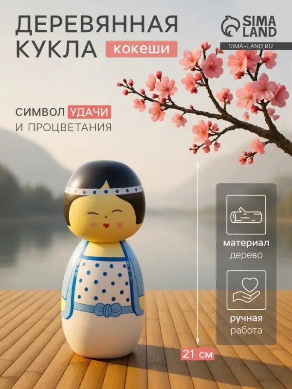 Кокэси кукла &laquo;Кокеши. Анеко&raquo;, 9&times;9&times;21 см