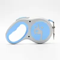 Рулетка - поводок для собак, лента 5 м, голубая, серая