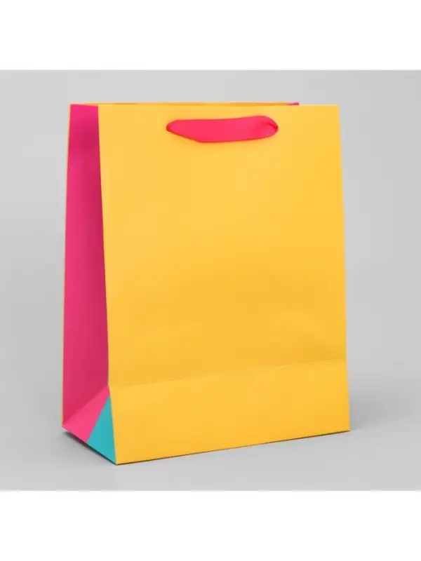 Пакет подарочный трёхцветный, упаковка, &laquo;Жёлтый-розовый-голубой&raquo;, MS 18 х 23 х 10 см