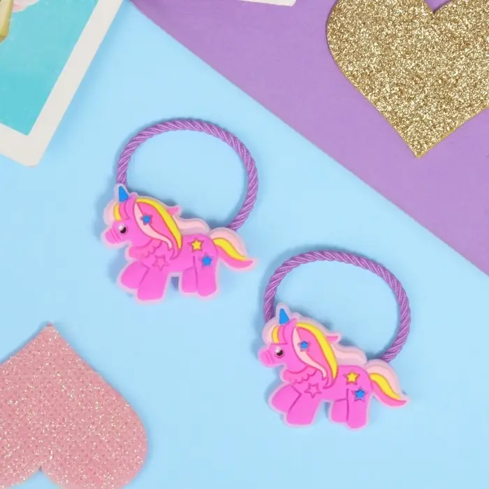 Резинка для волос  Резинка для волос "Крошка" (набор 2 шт) единорожек, сиреневый