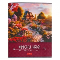 Тетрадь 96 листов в клетку "Дивный сад", обложка мелованный картон, матовая ламинация, тиснение, блок офсет 65г/м2