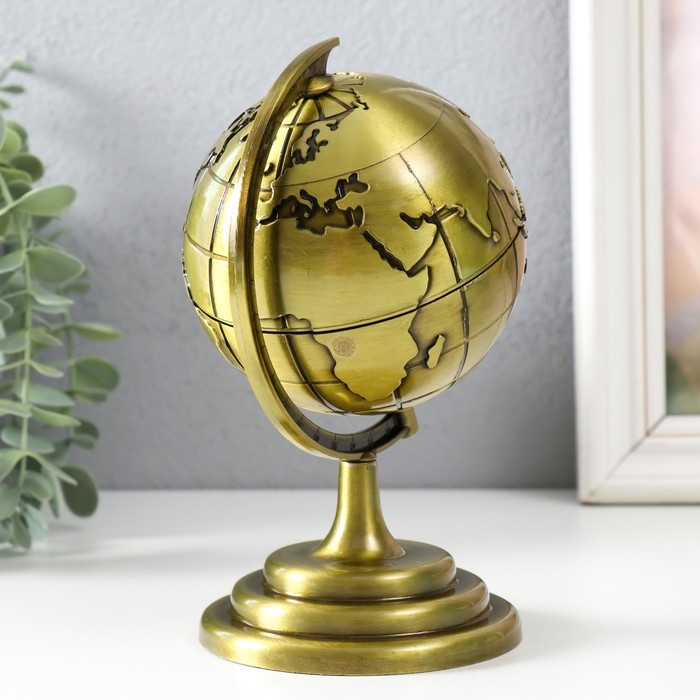 Сувенир металл  Сувенир металл "Глобус" золото 10,5х11х18,5 см
