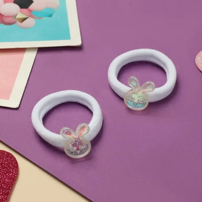 Резинка для волос  Резинка для волос "Пупсёнок" (набор 2 шт) зайчик, 4 см, белый