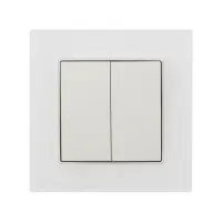Выключатель проходной TOT Matte Glass, 10 А, 2 клавиши, скрытый монтаж, стеклянная рамка, белый