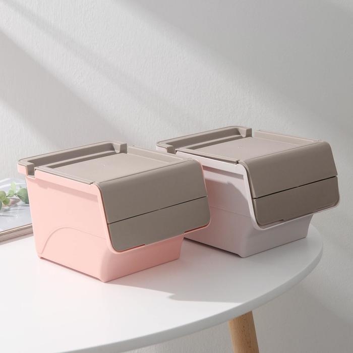 Контейнер пластиковый для хранения с крышкой-полкой, 17×11×11 см, цвет МИКС