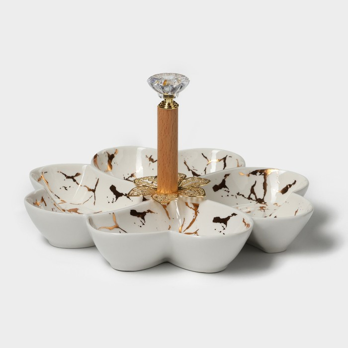 Менажница 4 ячейки «Марбл», 20×3,2 см, цвет белый Менажница 4 ячейки «Марбл», 20×3,2 см, цвет белый