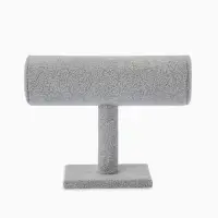 Подставка для часов, браслетов, цепочек &laquo;Мини&raquo;, флок, 16&times;6&times;14 см, d=5 см, цвет серый