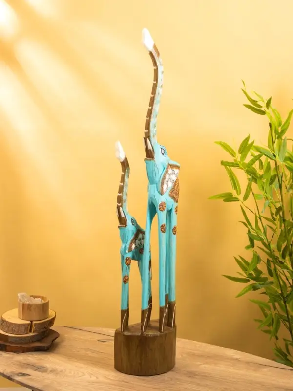 Сувенир Сувенир "Слоны" дерево 20х12х100 см, цв. бирюзовый