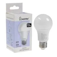 Лампа светодиодная Smartbuy, Е27, A60, 13 Вт, 4000К, дневной белый свет