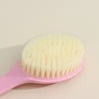 Щётка массажная для тела Доляна, с ручкой и массажёром, искусственная щетина, розовая