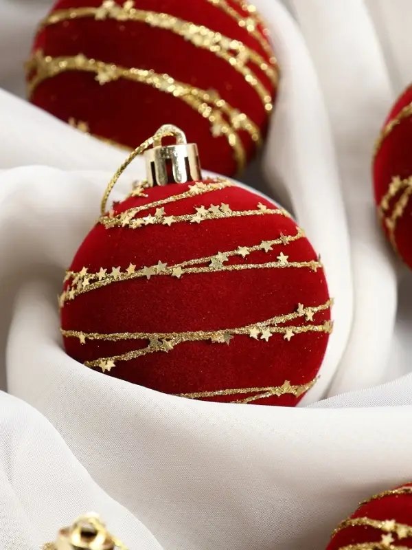 Набор шаров пластик d-6 см, 6 шт Набор шаров пластик d-6 см, 6 шт "Бархат. Фестиваль" орбита, красный