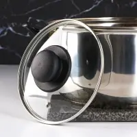 Крышка для сковороды и кастрюли Доляна, d=16 см, нержавеющий обод, пластиковая ручка, стекло, прозрачная