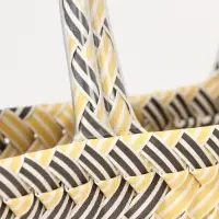 Сумка плетёная, 30&times;15&times;35 см, пластик, бежевая с чёрным