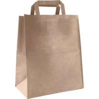 Пакет бумажный 240x140x280мм, 70 гр/м2, с плоскими ручками, крафт,300 шт/уп