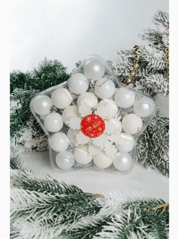 Ёлочные игрушки &laquo;Снежинка&raquo;, новогодние, набор 24 шт., серебро/белый