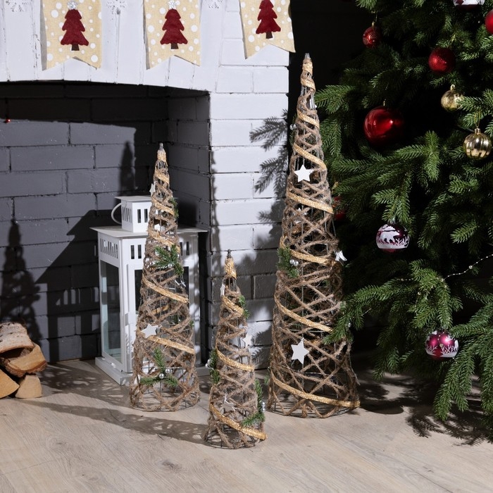 Светодиодная фигура «Конусы серые» 40, 60, 80 см, текстиль, металл, батарейки ААх2 (не в комплекте), свечение тёплое белое Светодиодная фигура «Конусы серые» 40, 60, 80 см, текстиль, металл, батарейки ААх2 (не в комплекте), свечение тёплое белое