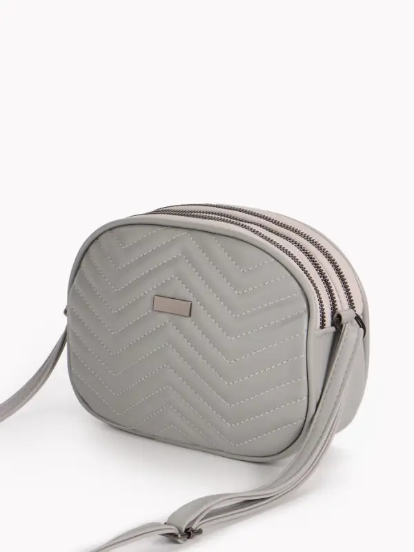 Сумка женская кросс-боди на молнии, 19&times;7&times;15 см, серая