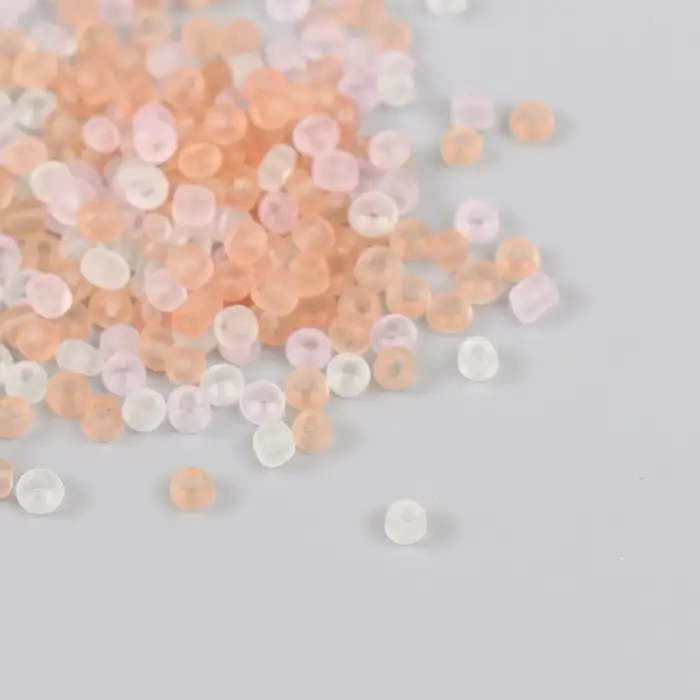 Бисер стекло 8/0  Бисер стекло 8/0 "Матовый полупрозрачный. Меланж бледно красный" 10 гр