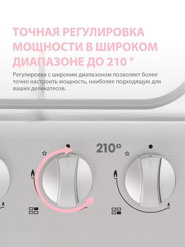 Газовая варочная панель CGH610X, 4 конфорки, WOK, нерж сталь Газовая варочная панель CGH610X, 4 конфорки, WOK, нерж сталь