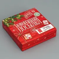 Коробка складная «Новогодняя посылка», 14 х 14 х 3,5 см