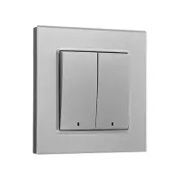 Выключатель TOT Glossy Glass, 10 А, 2 клавиши, с подсветкой, скрытый монтаж, стеклянная рамка, серебристый