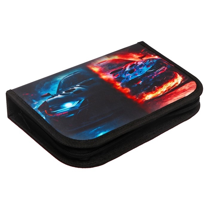 Пенал 1 секция, 130 х 210 х 40 мм, 2 откидные планки, тканевый, Calligrata TOP, Content Пенал 1 секция, 130 х 210 х 40 мм, 2 откидные планки, тканевый, Calligrata TOP, Content "Тачка огонь"