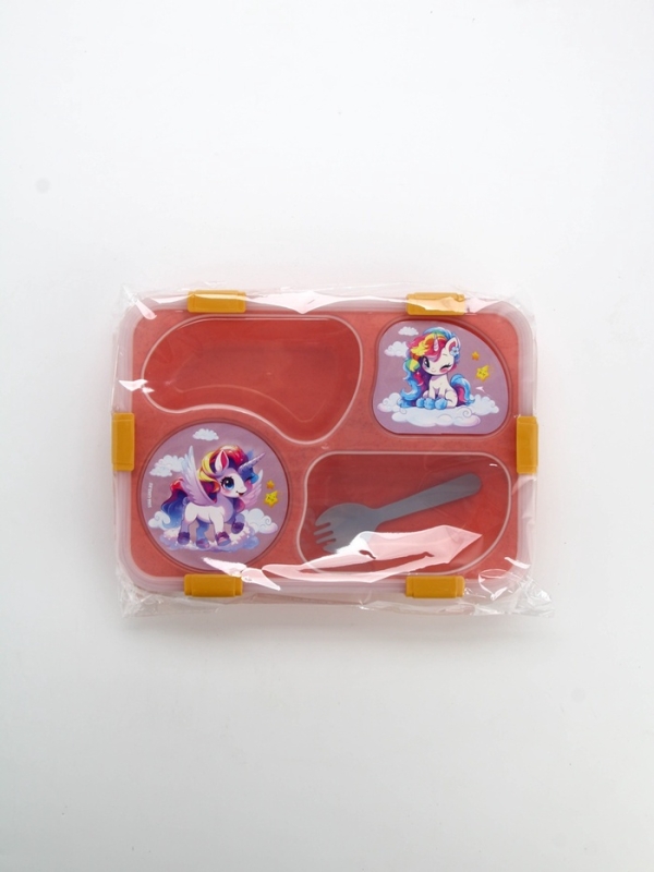 Ланч - бокс с 4 секциями «Единорог», 23 х 17 х 5,5 см, розовый