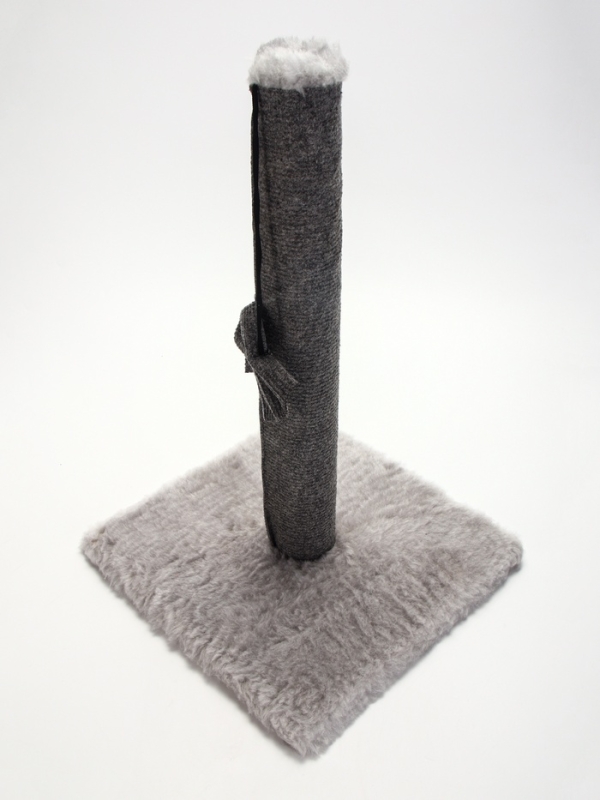 Когтеточка-столбик"Пижон" с игрушкой бантиком 30 х 30 х 50см, серый