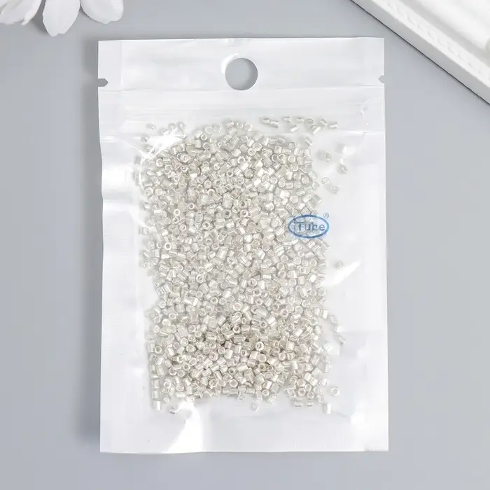 Бисер стекло 12/0  Бисер стекло 12/0 "Цилиндр. Серебристый" 10 гр