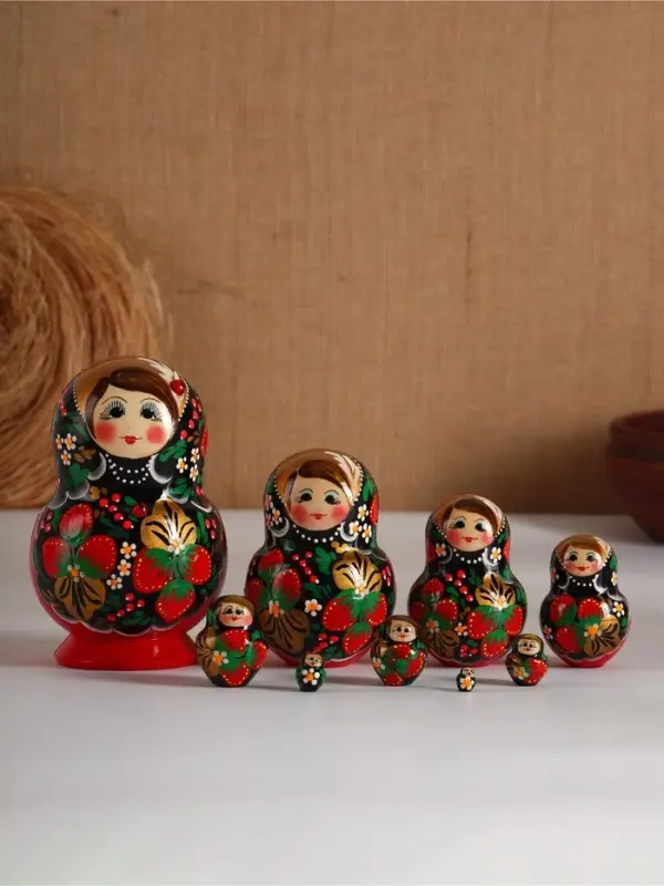 Матрешка дерево &laquo;Яркая хохлома&raquo;, 10 кукольная