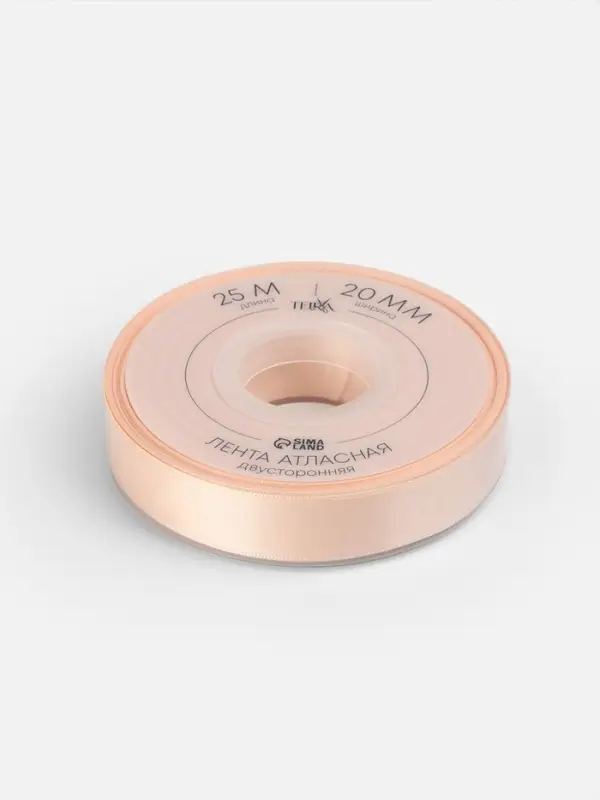 Лента атласная TEIRA, двухсторонняя, 20 мм, 25&plusmn;1 м, светло-бежевая №112