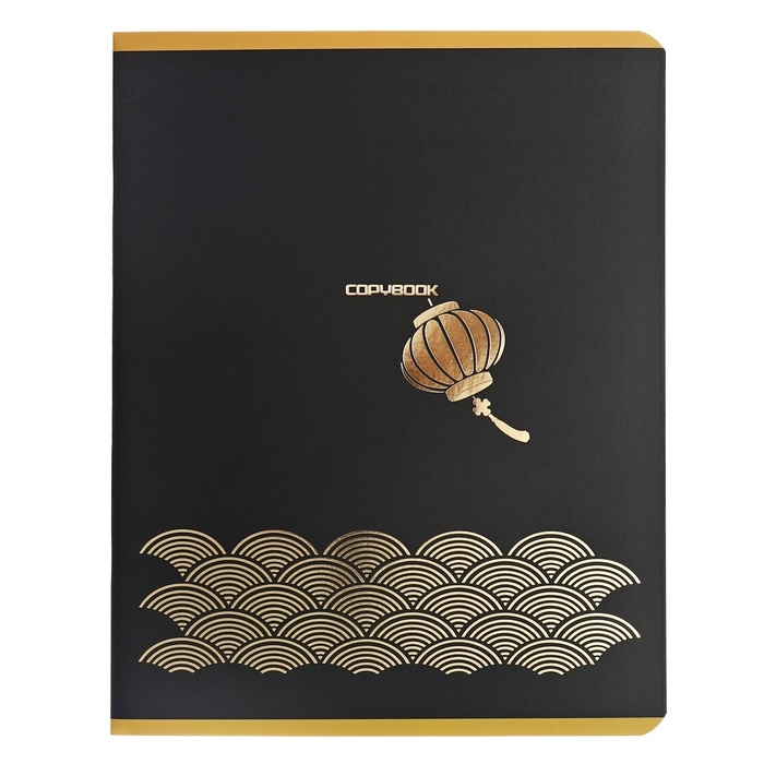 Тетрадь 80 листов в клетку на скрепке Dragon, обложка мелованный картон, матовая лаимнация, тиснение фольгой, МИКС