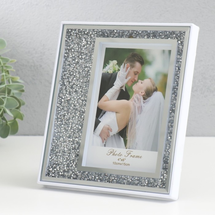 Фоторамка стекло 10х15 см "Битое стекло" серебро 15х17,5 см
