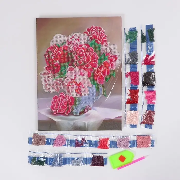 Алмазная мозаика с частичным заполнением на подрамнике &laquo;Пионы&raquo;, 30&times;40 см