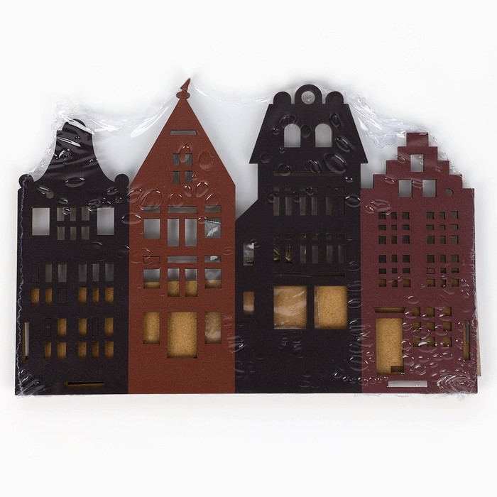 Ключница настенная с полкой с полкой и карманом, город, 23 х 16,1 см. Ключница настенная с полкой с полкой и карманом, город, 23 х 16,1 см.