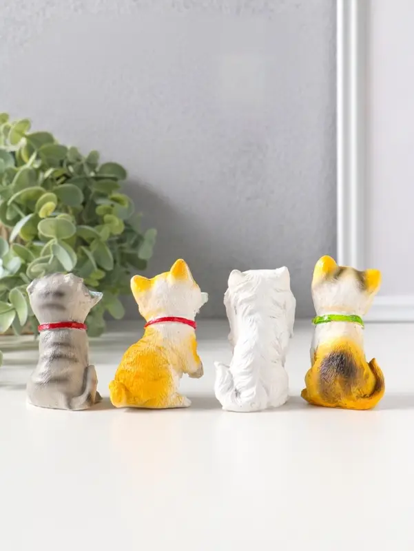 Сувенир полистоун "Котятки с рыбьими скелетами" набор 4 шт 4х5х6,5 см