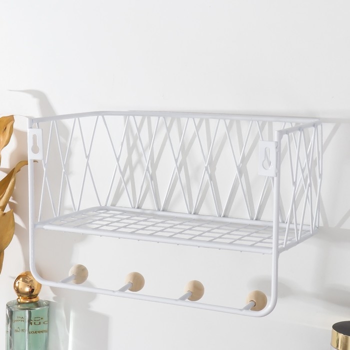 Крючки декоративные металл Крючки декоративные металл "Сеть" белый 15,5х12х25 см