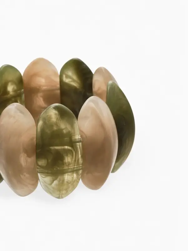 Браслет манжета &laquo;Тренд&raquo;, d=6.5 см, широкий, акрил, бежевый, злёный