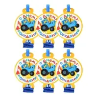 Карнавальные язычки гудки "Синий трактор" С Днем Рождения! "11 см, 6 шт.