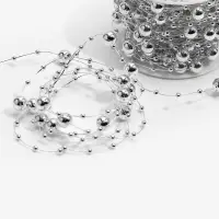 Жемчуг на леске, 3/8 мм, 10&plusmn;1 м, цвет серебряный