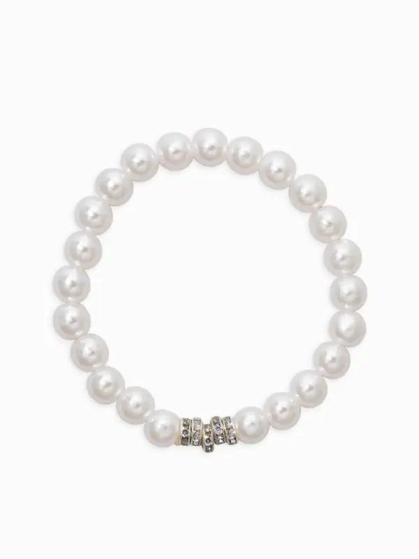 Браслет "Стильный жемчуг" (набор 5шт), №8/16, цвет белый в серебре