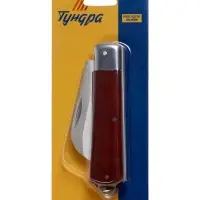 Нож универсальный складной ТУНДРА, деревянная рукоятка, изогнутое лезвие, нержавеющая сталь
