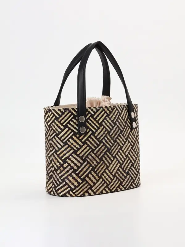 Сумка плетёная из пандана, 25&times;18&times;38 см, бежево-коричневая