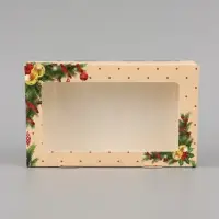 Коробка новогодняя складная &laquo;Праздничное настроение&raquo;, 20&times;12&times;4 см с окном